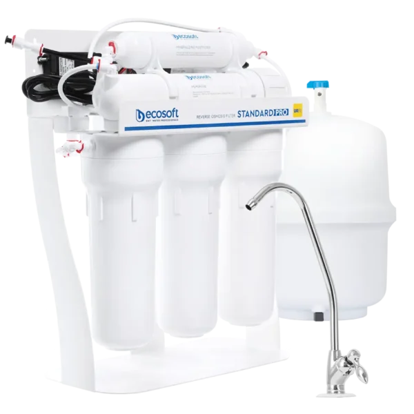Osmoza Ecosoft STANDARD PRO z mineralizacją i pompą na metalowym stojaku - obrazek 3