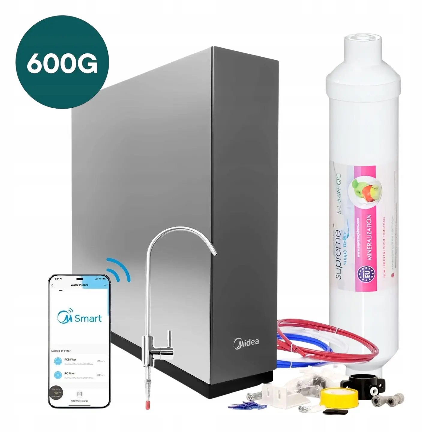Osmoza Midea 600GPD z WiFi i mineralizatorem